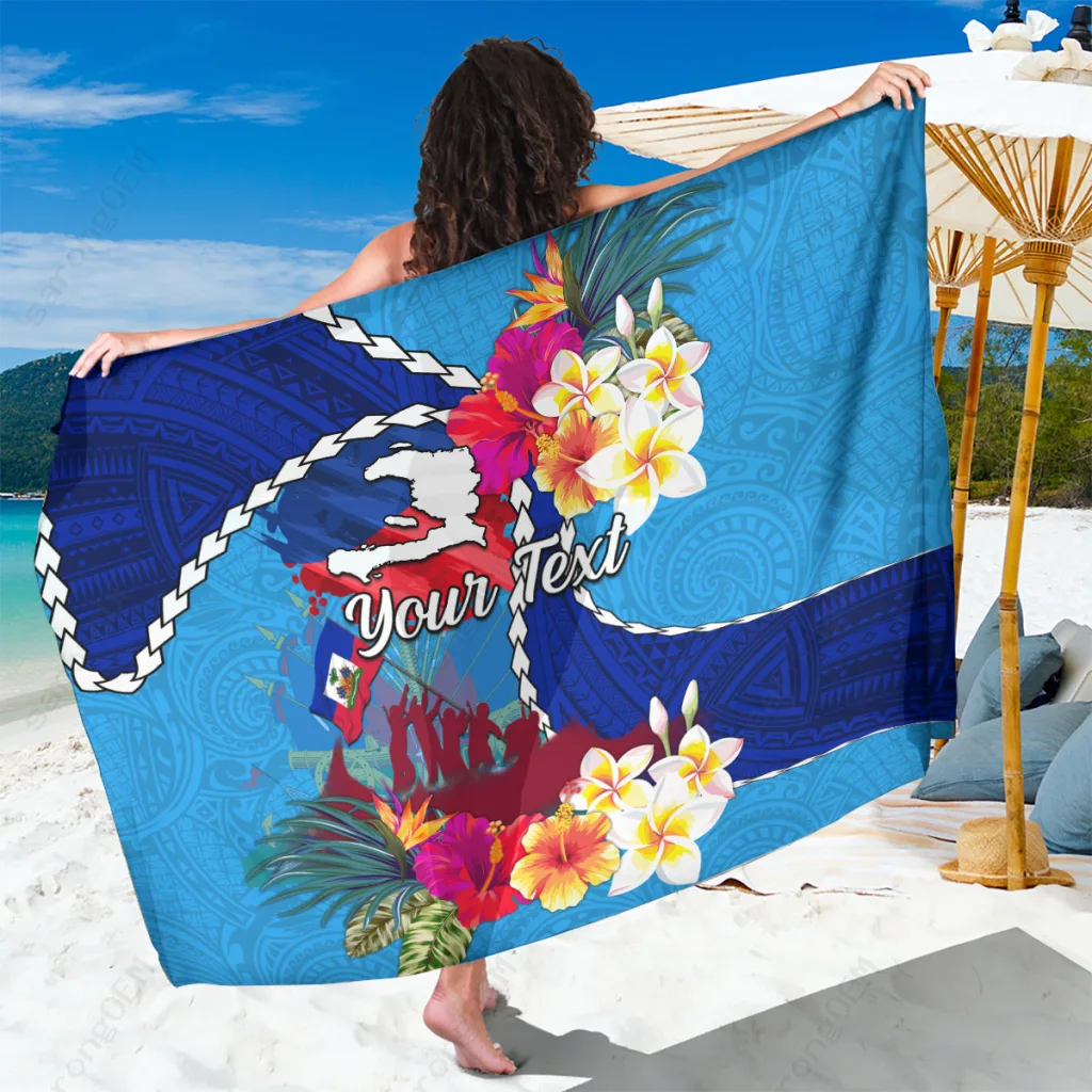 Floral Polynesian Print Sarong Beach Wrap Tropical Resort Cover Up Pareo Wholesale - main view