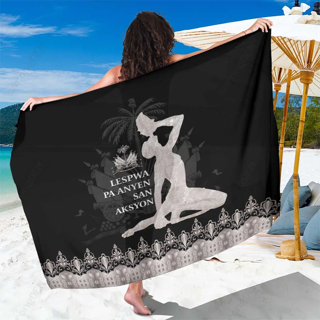 Silver Haiti Neg Marron Tribal Hope Action Print Sarong South Pacific Island Beach Wrap Pareo Wholesale - main view