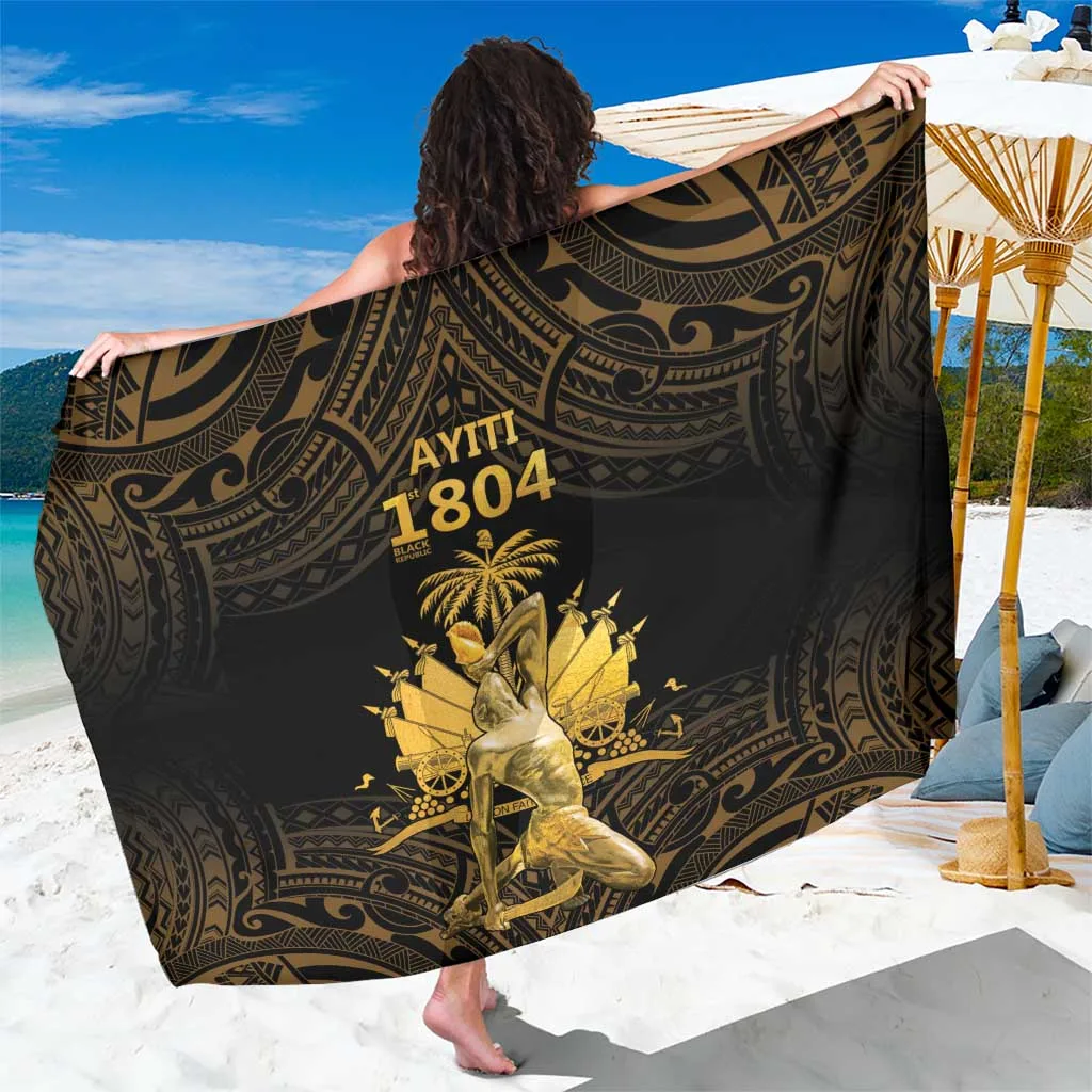 Gold Polynesian Tribal Mandala Print Sarong Beach Wrap Resort Hotel Summer Cover Up Wholesale Pareo - main view