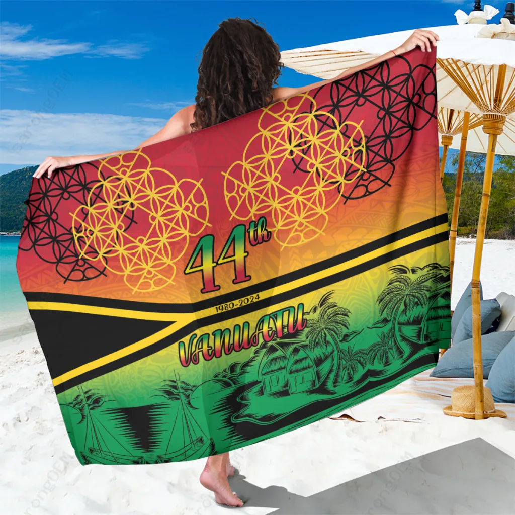 Vanuatu Beach Landscape Print Sarong Rayon Beach Wrap Resort Cover Up Wholesale Pareo - main view