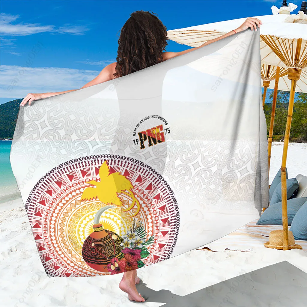 Light Green Papua New Guinea Independence Hapi De Bilong Indipendens Tattoo Print Sarong South Pacific Island Beach Wrap Wholesale Lavalava - main view