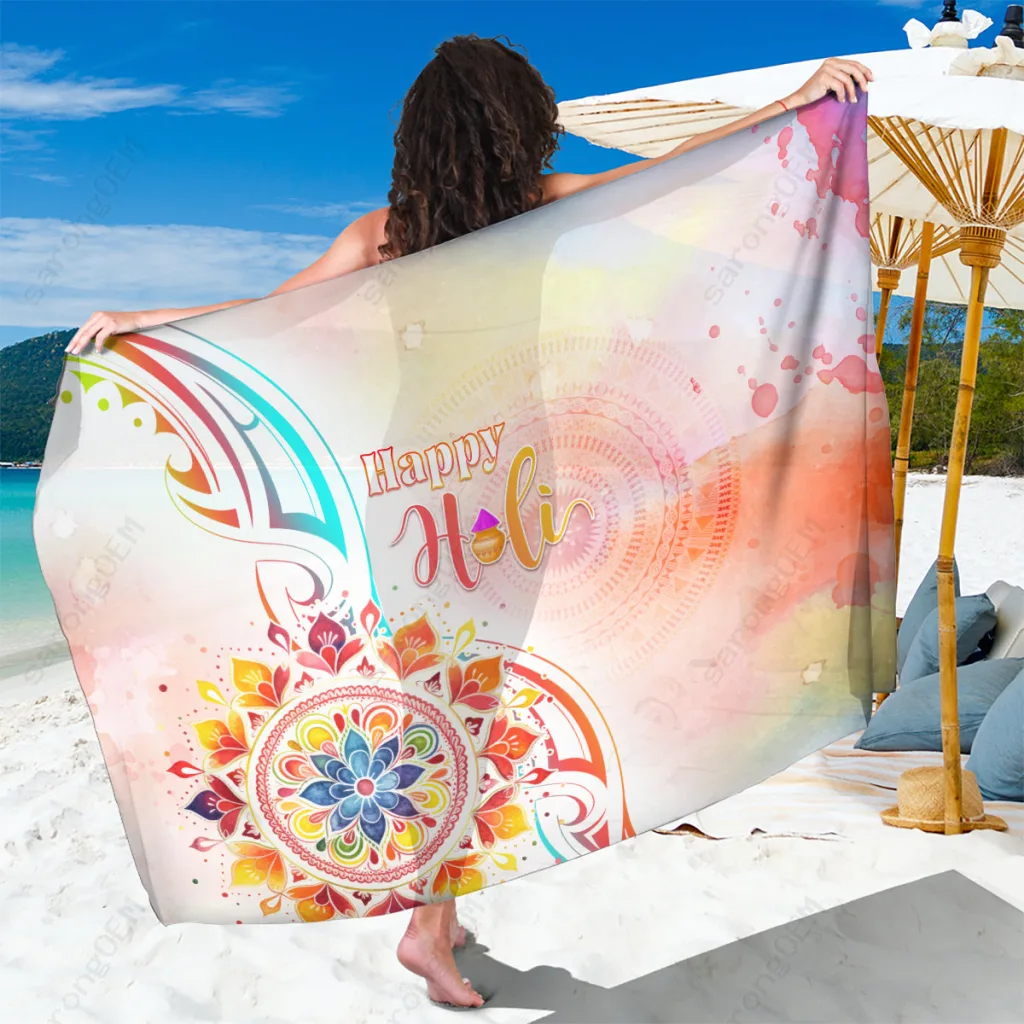Multicolor Polynesian Mandala Tribal Print Sarong Beach Wrap Rayon Fabric Wholesale Pareo - main view