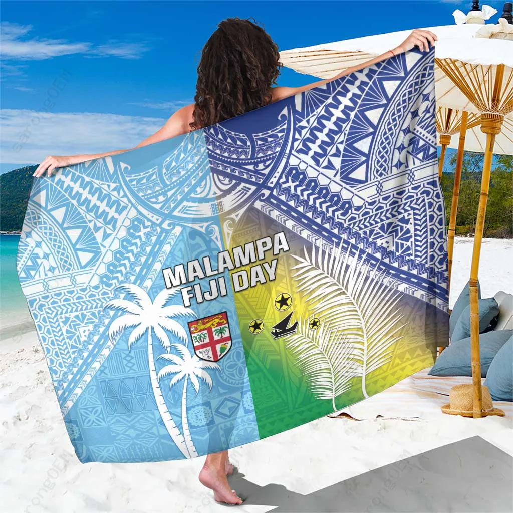 Red Yellow Fiji Day Tribal Tropical Print Sarong Beach Wrap Polynesian Island Holiday Pareo Wholesale