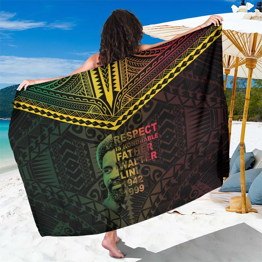 Deep Blue Happy Vanuatu Father Lini Day Tribal Hibiscus Print Sarong South Pacific Island Beach Wrap Wholesale Pareo - main view