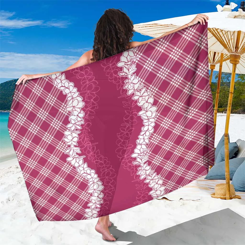 Hawaii Aloha Plumeria Lei Fuschia Palaka Sarong - main view