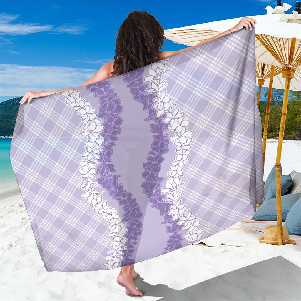Hawaii Aloha Plumeria Lei Lavender Palaka Sarong - main view