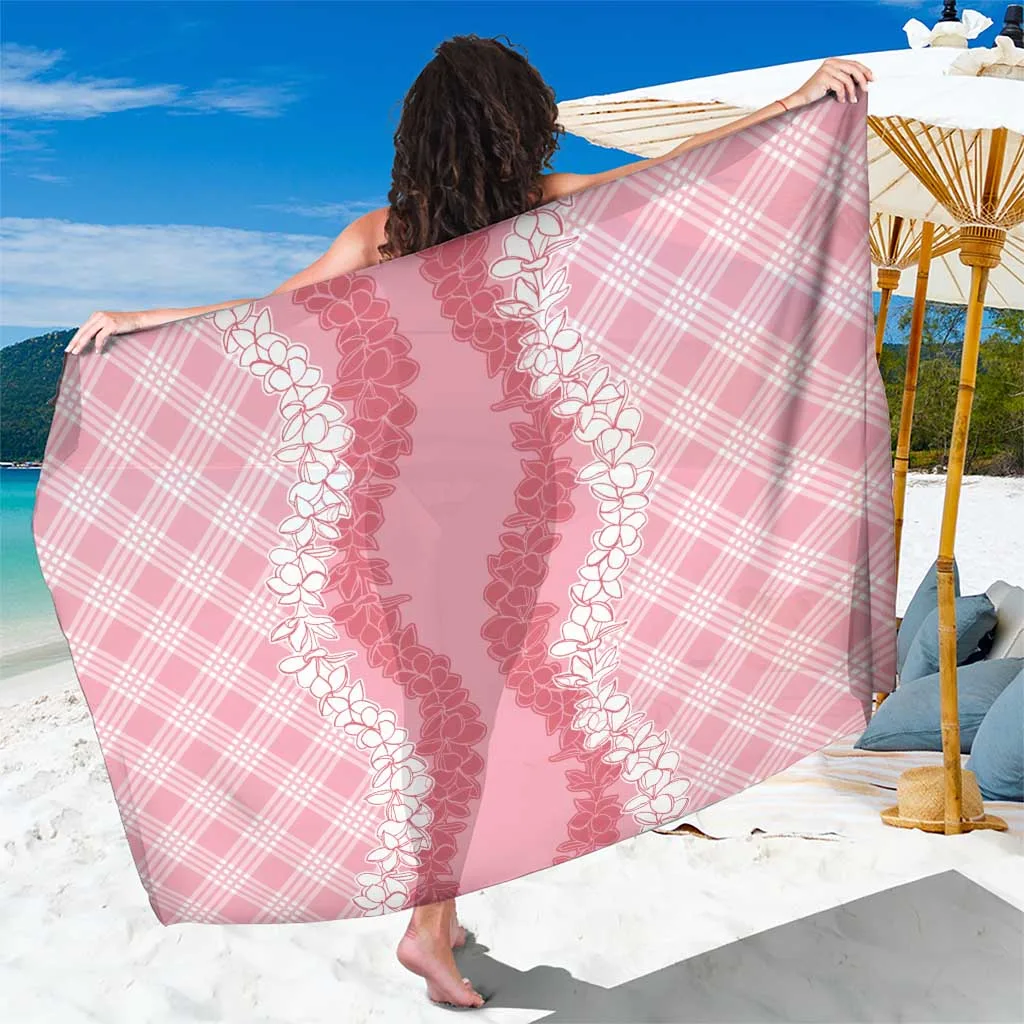 Hawaii Aloha Plumeria Lei Pink Palaka Sarong - main view