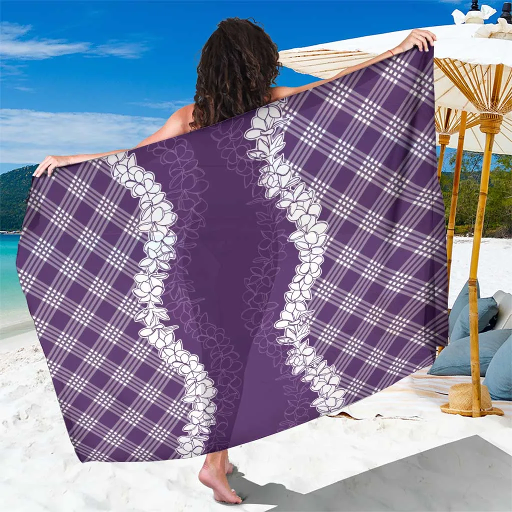 Hawaii Aloha Plumeria Lei Violet Palaka Sarong - main view