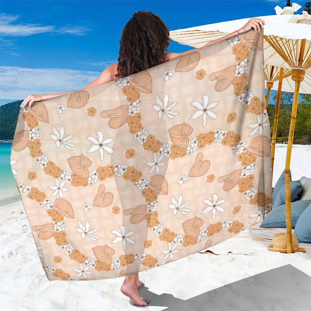 Hawaii Anthurium Tiare Pikake Lei Sarong Alani Lauhala Art Pattern Beach Wrap Pareo Wholesale - related