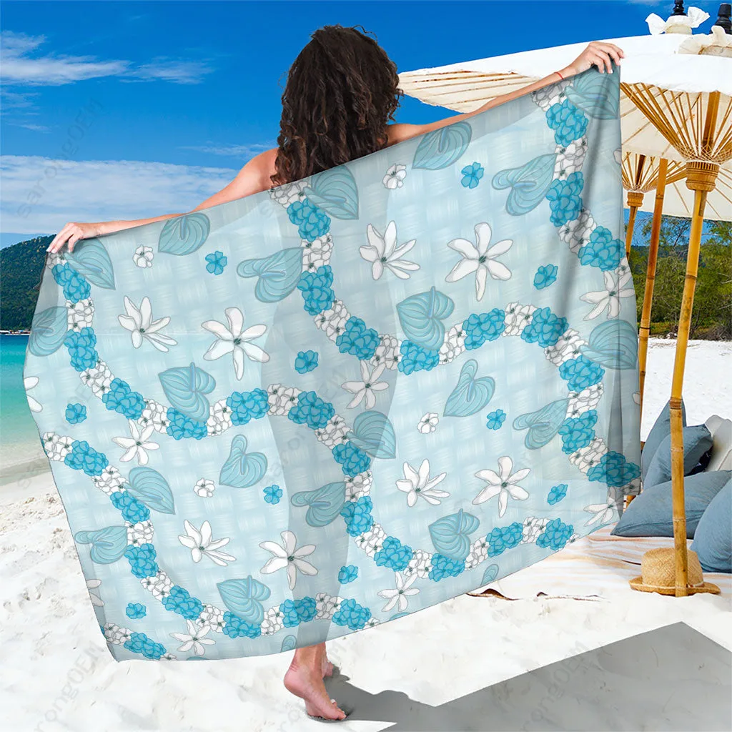 Hawaii Anthurium Tiare Pikake Floral Print Sarong Tropical Island Beach Wrap Wholesale Pareo - main view
