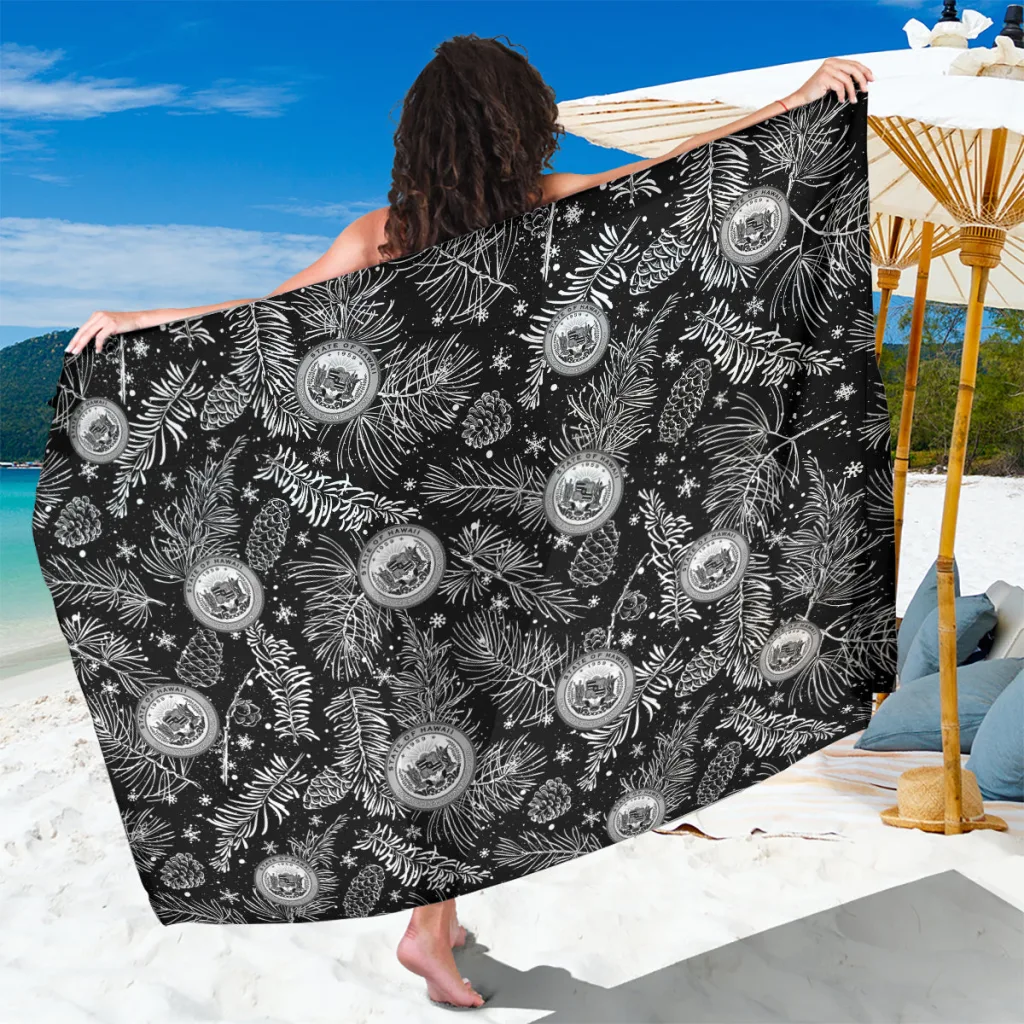 Red Green Hawaii Christmas Sarong Tropical Style with Floral Palm Print Beach Wrap Pareo for Resort Wholesale - main view