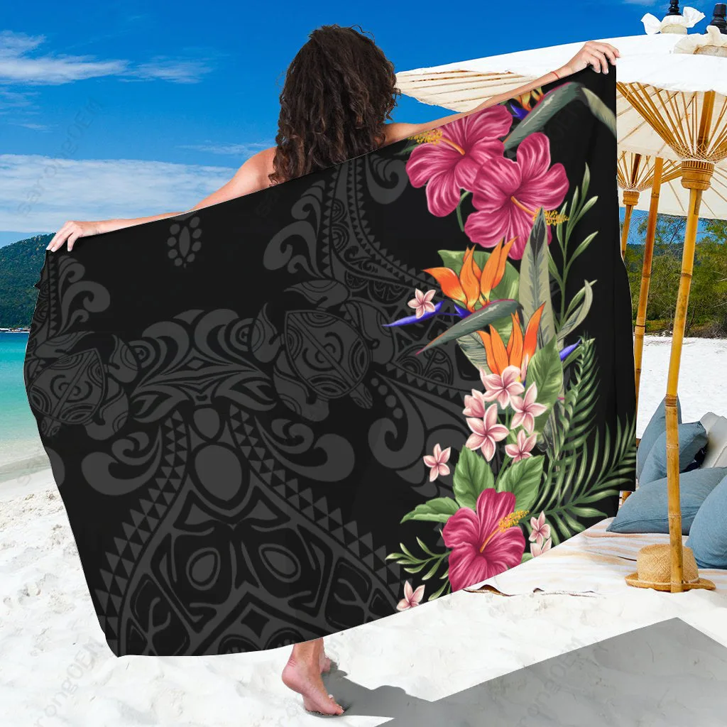 Colorful Hawaii Flowers Tribal Print Sarong Tropical Island Beach Wrap Pareo Wholesale - main view