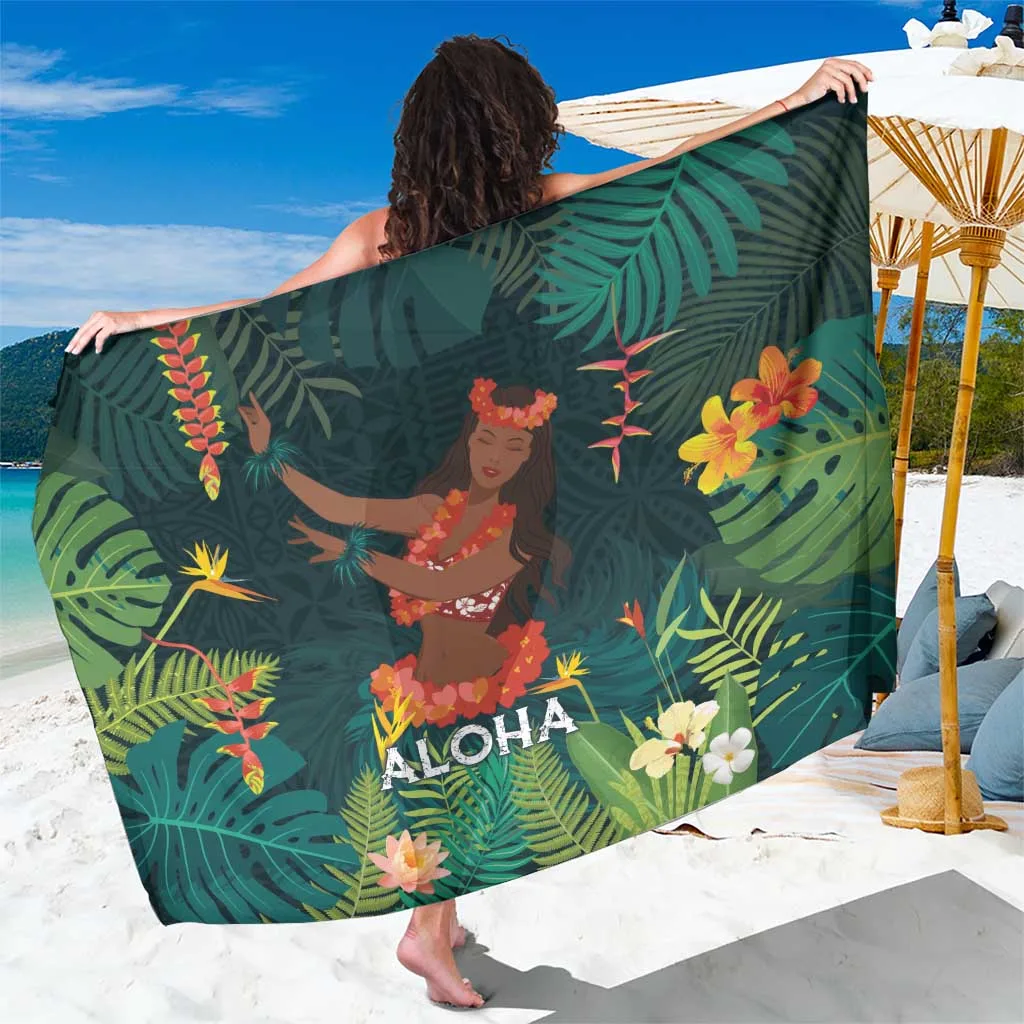 Hawaii Hula Girl Vintage Sarong Tropical Forest - main view