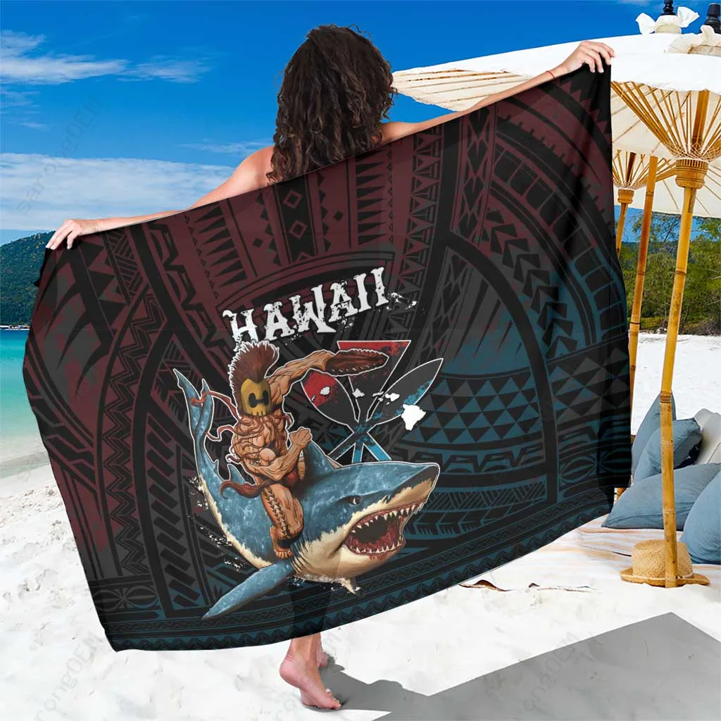 Hawaii Tribal Warrior Print Sarong Beach Wrap Polynesian Island Cover Up Wholesale Pareo