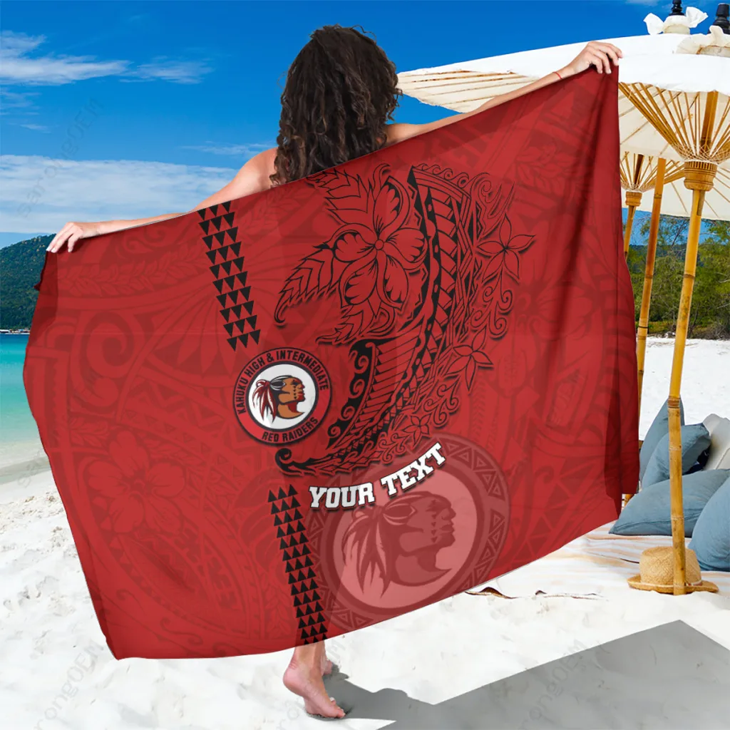 Hawaii Tribal Kakau Pattern Sarong Beach Wrap Polynesian Island Cover Up Rayon Wholesale Pareo - main view