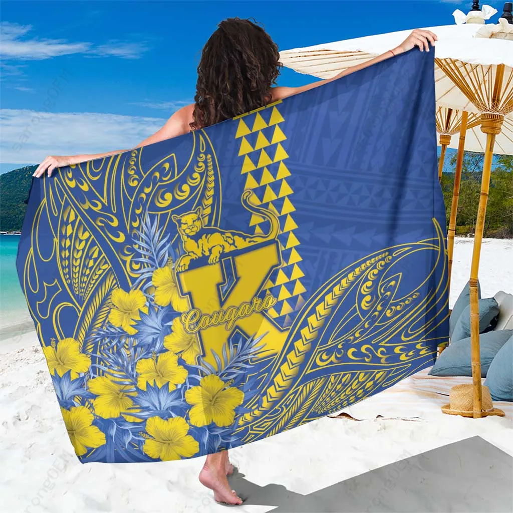 Black Hibiscus Tribal Print Sarong Hawaii Beach Wrap Pareo Cover Up Wholesale Custom