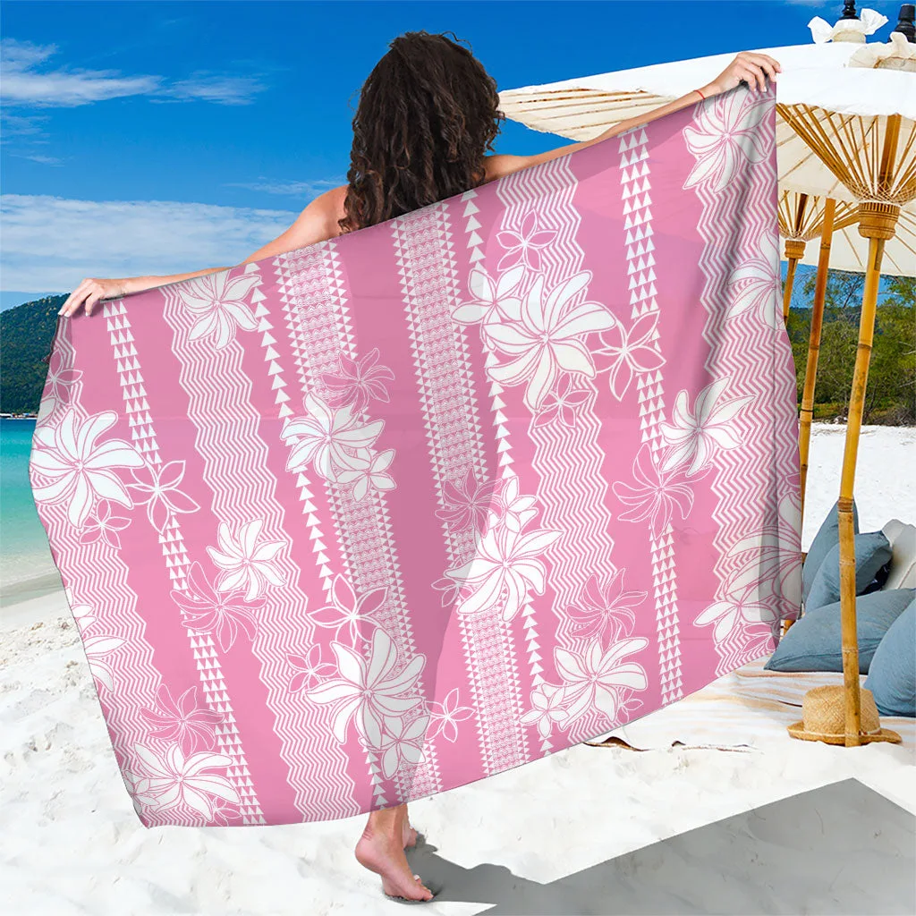 Pink Hawaii Kakau Tribal Tiare Print Sarong Beach Wrap Polynesian Style Island Cover Up Wholesale Pareo - main view
