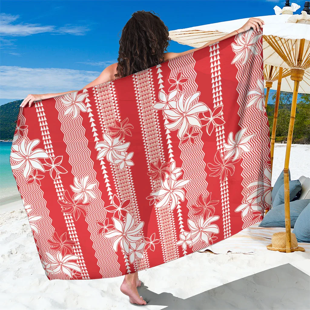 Red Tribal Kakau Tiare Sarong Hawaii Beach Wrap Pareo Wholesale Custom Rayon - related