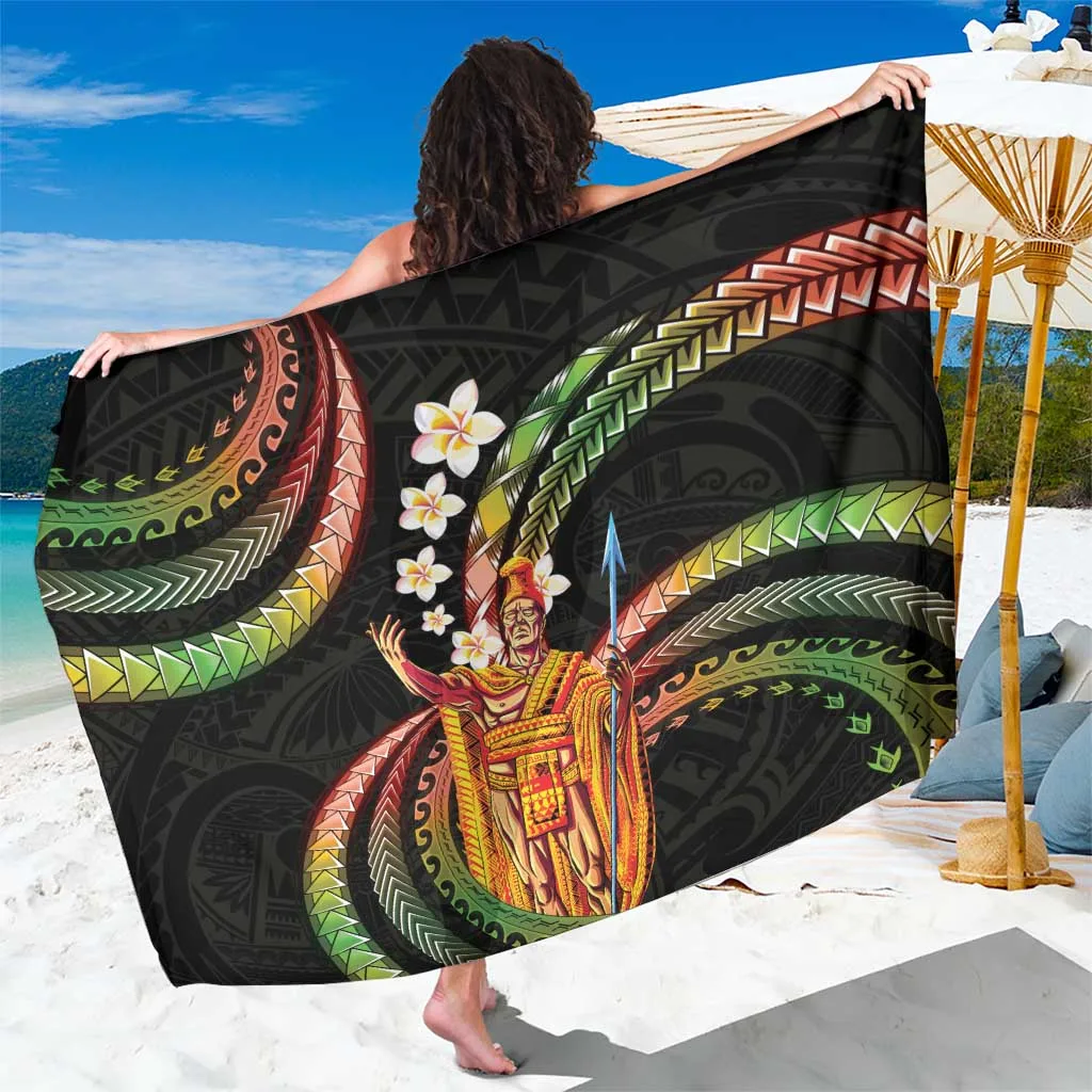Yellow Plumeria Hibiscus Palm Print Sarong Hawaiian Tropical Beach Wrap for Resort Hotel Wholesale Pareo - main view