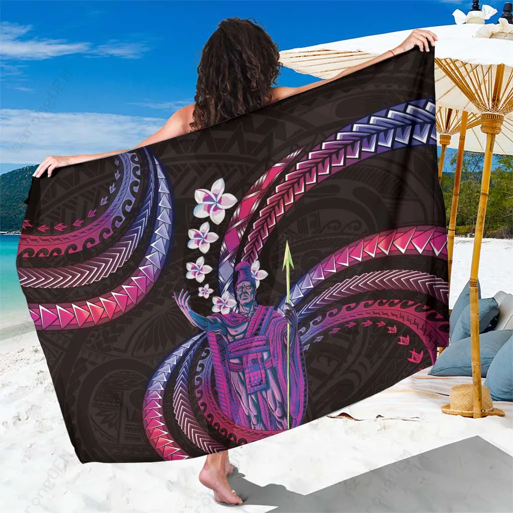 Yellow Plumeria Hibiscus Print Sarong Hawaii Tropical Beach Wrap for Resort Hotel Wholesale Pareo - main view