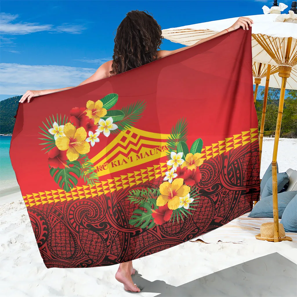 Hawaii Ku Kiai Mauna Sarong Hibiscus Kakau Pattern - main view