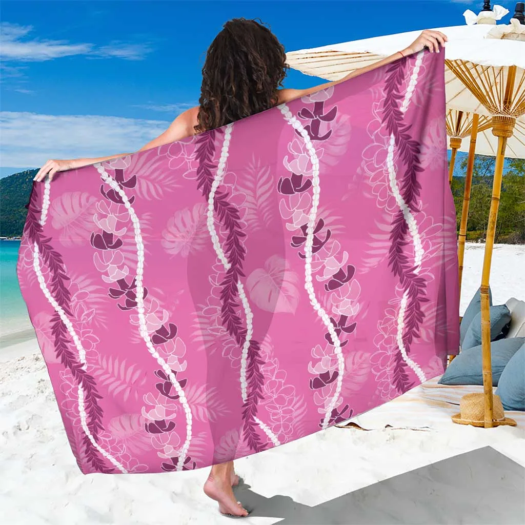 Hawaii Maile Lei Sarong With Pink Monstera Pattern - main view