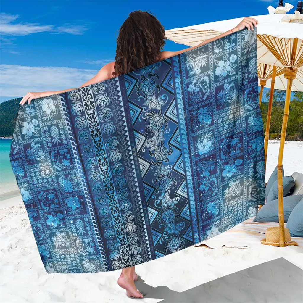 Cream White Hawaii Turtle Makahiki Tapa Galaxy Print Sarong Polynesian Beach Wrap Wholesale Pareo - main view
