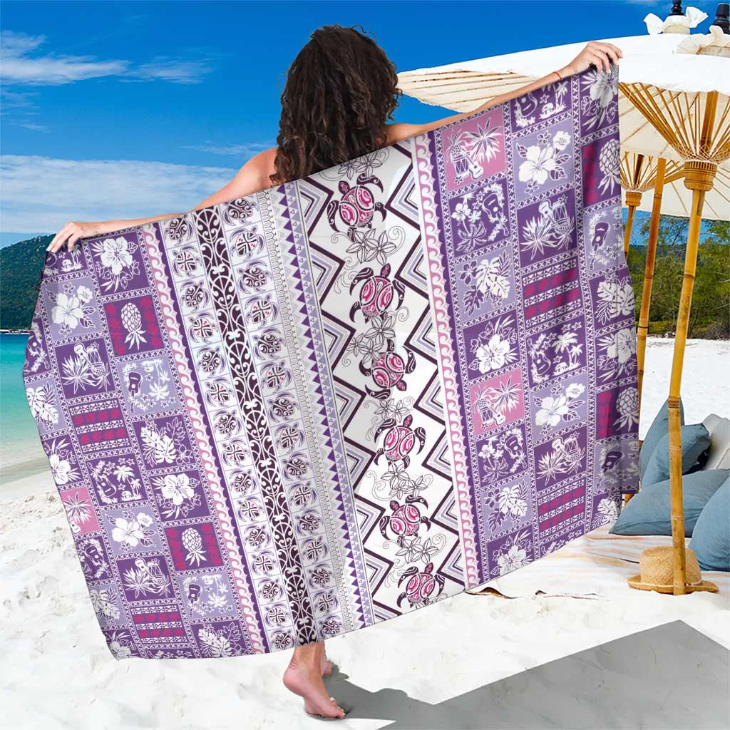 Hawaii Makahiki Turtle Sarong Violet Tapa Pattern - main view