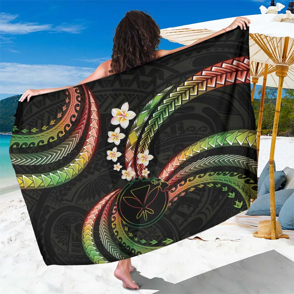 Hawaii Map Kanaka Maoli Sarong Fantastic Frangipani Reggae - main view