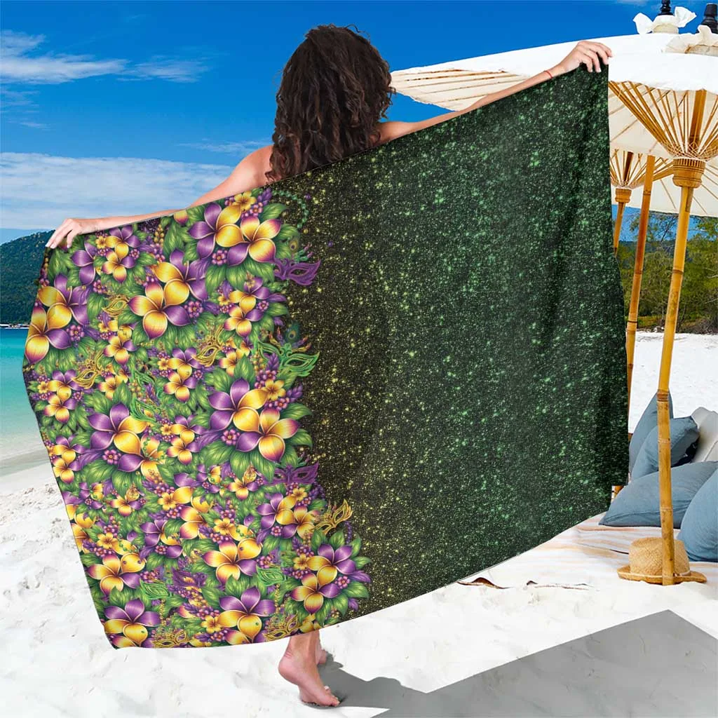 Hawaii Mardi Gras Sarong Tropical Flowers Glitter Style - main view