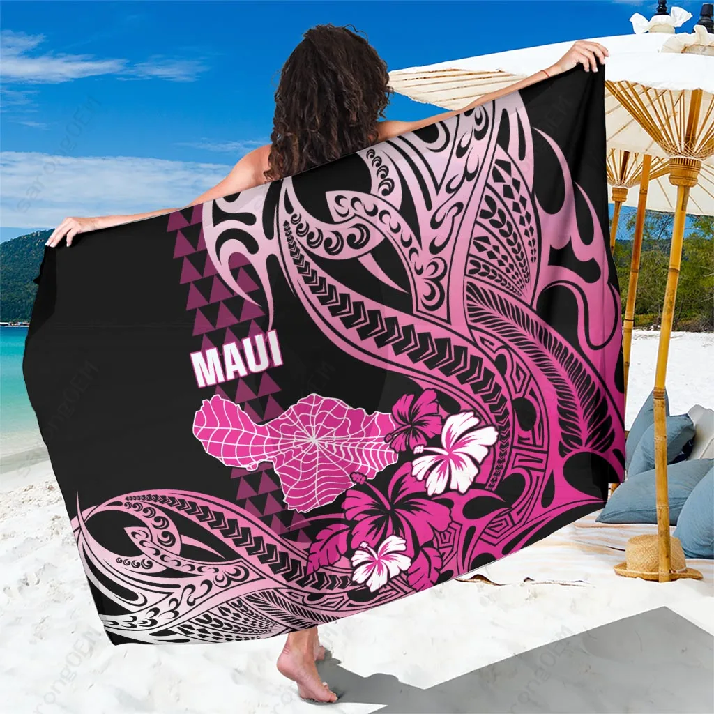 Pink Tribal Upena Kiloi Hawaii Sarong Beach Wrap Rayon Pareo for Resort Hotel OEM Custom - main view