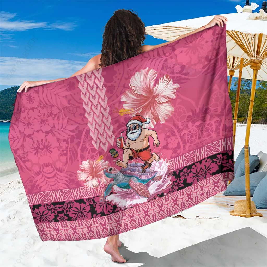 Pink Hawaii Tribal Santa Kakau Sarong Polynesian Beach Wrap Cover Up for Resort Wholesale Pareo - main view