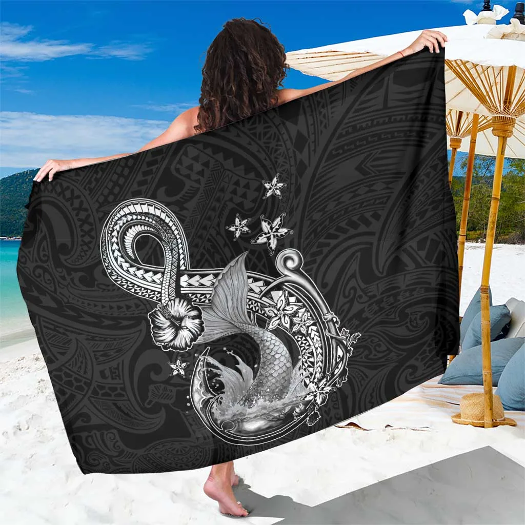 Hawaii Mermaid Monotone Sarong Polynesian Pattern Fish Hook - main view