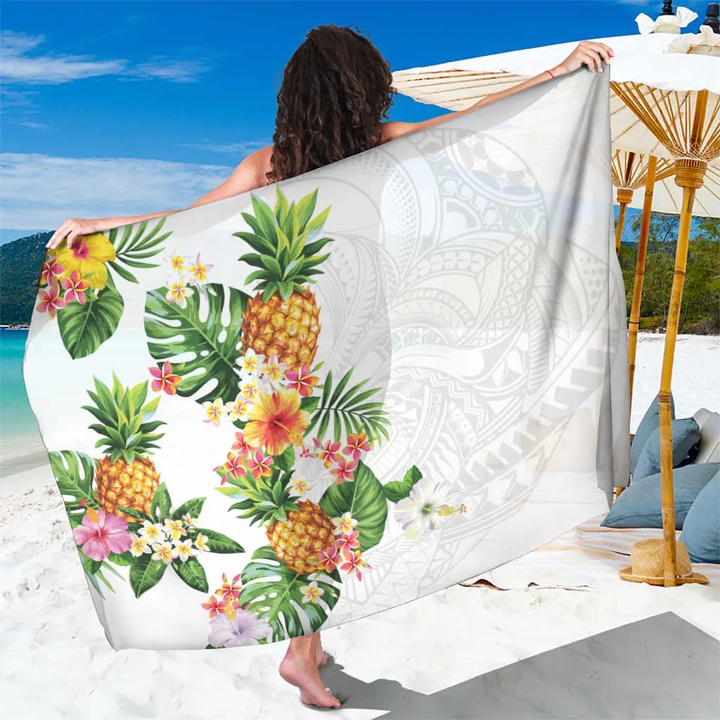 Yellow Hibiscus Plumeria Pineapple Print Sarong Hawaii Tropical Beach Wrap Wholesale Pareo - main view