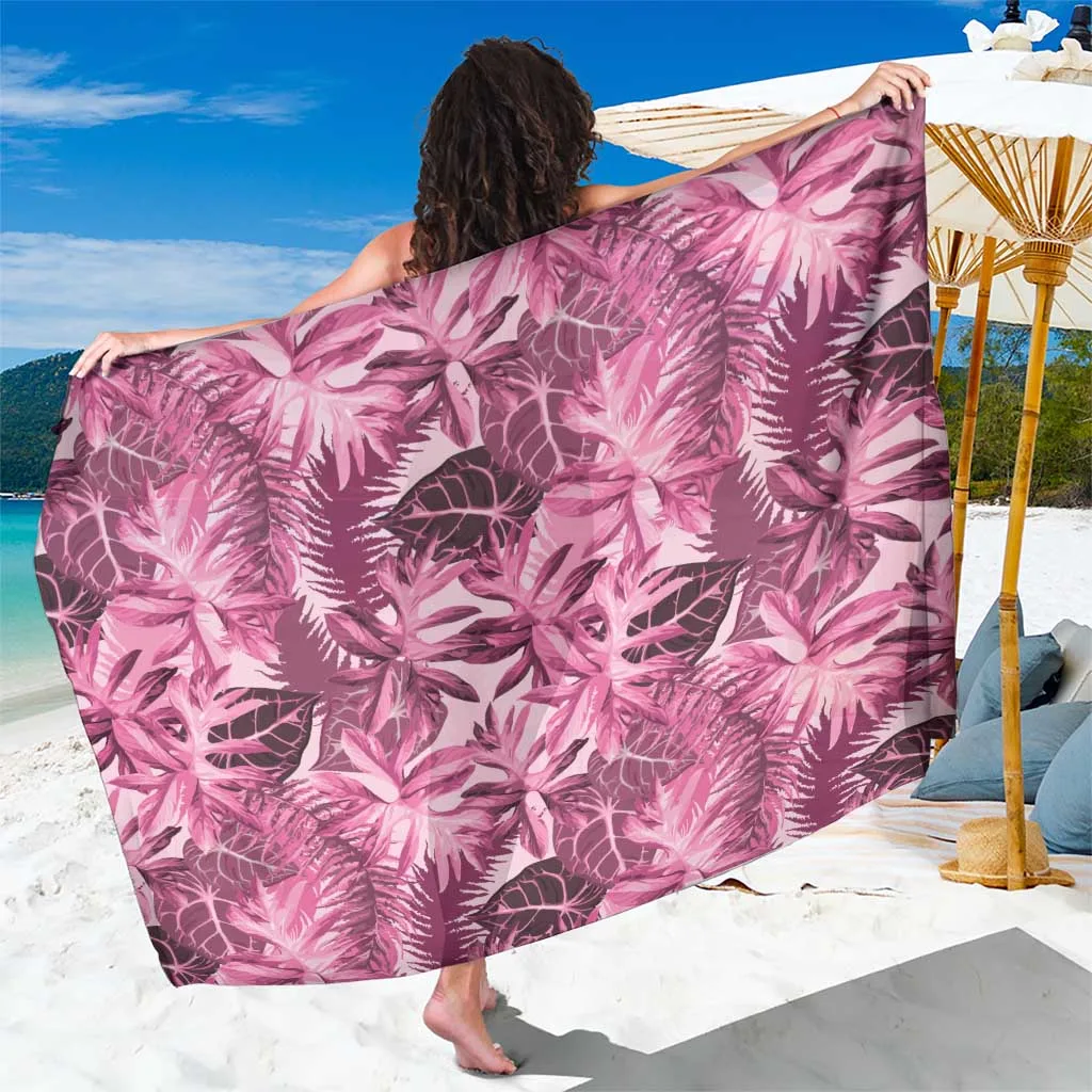 Pink Hawaii Tropical Leaves Print Sarong Beach Wrap Pareo for Island Resort Wholesale - main view