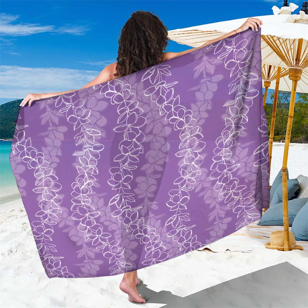 Violet Hawaii Plumeria Lei Sarong Aloha Festive Beach Wrap Tropical Island Resort Pareo Wholesale - main view