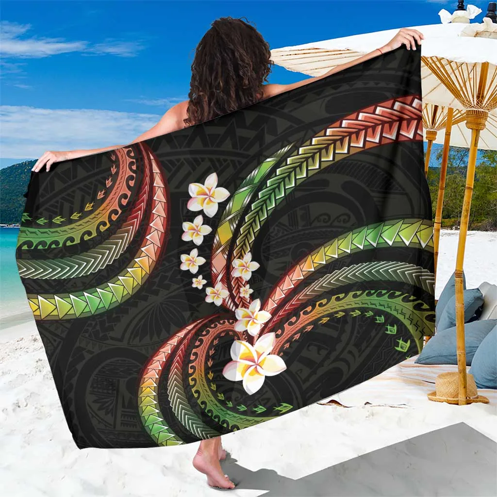 Yellow Hawaii Plumeria Polynesian Print Sarong Tropical Island Beach Wrap Wholesale Pareo - main view