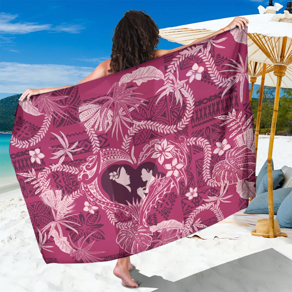 Pink Plumeria Hibiscus Floral Print Sarong Hawaii Tropical Beach Wrap Wholesale Pareo - main view