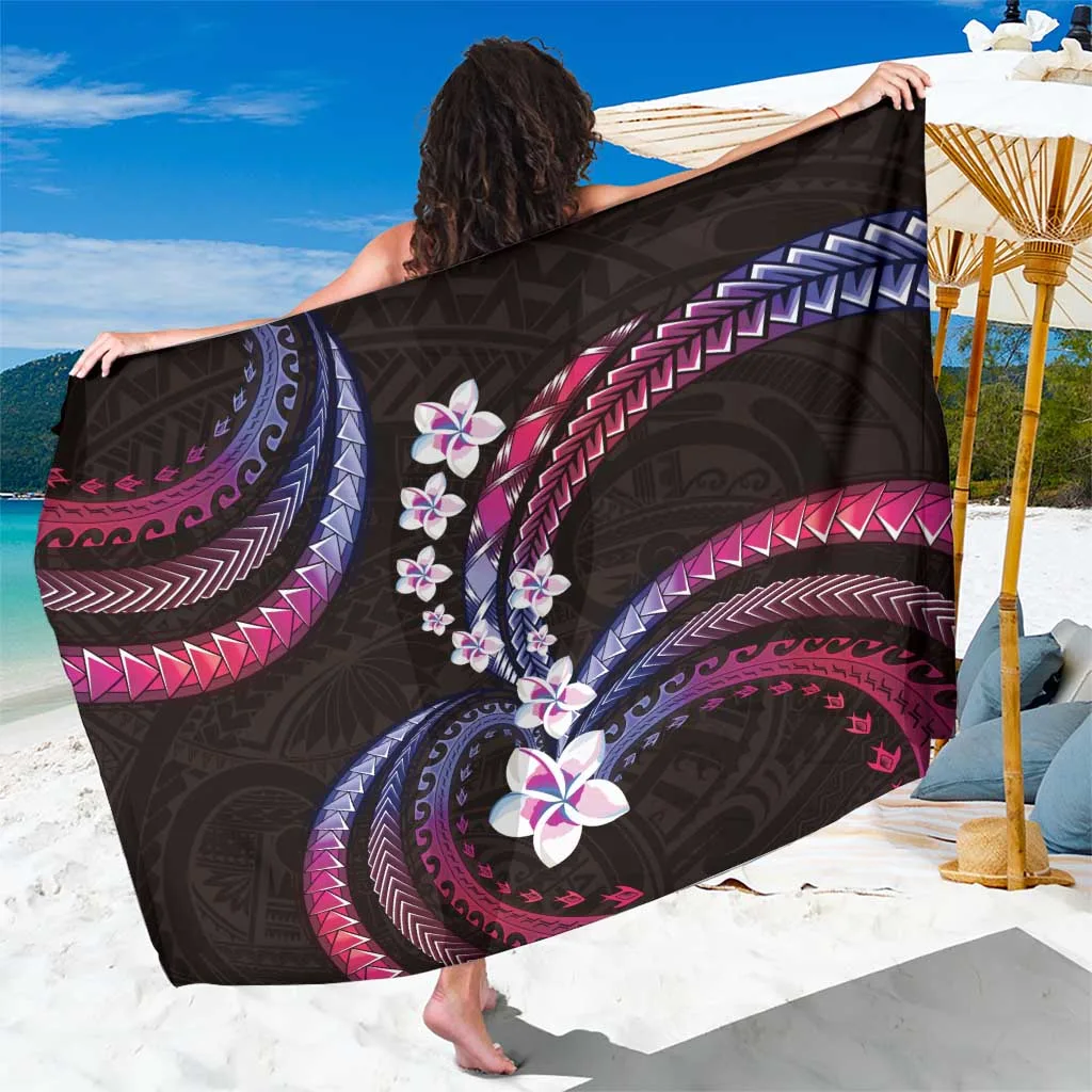 Yellow Gradient Plumeria Hibiscus Tribal Print Sarong Polynesian Hawaii Beach Wrap Wholesale Pareo - main view