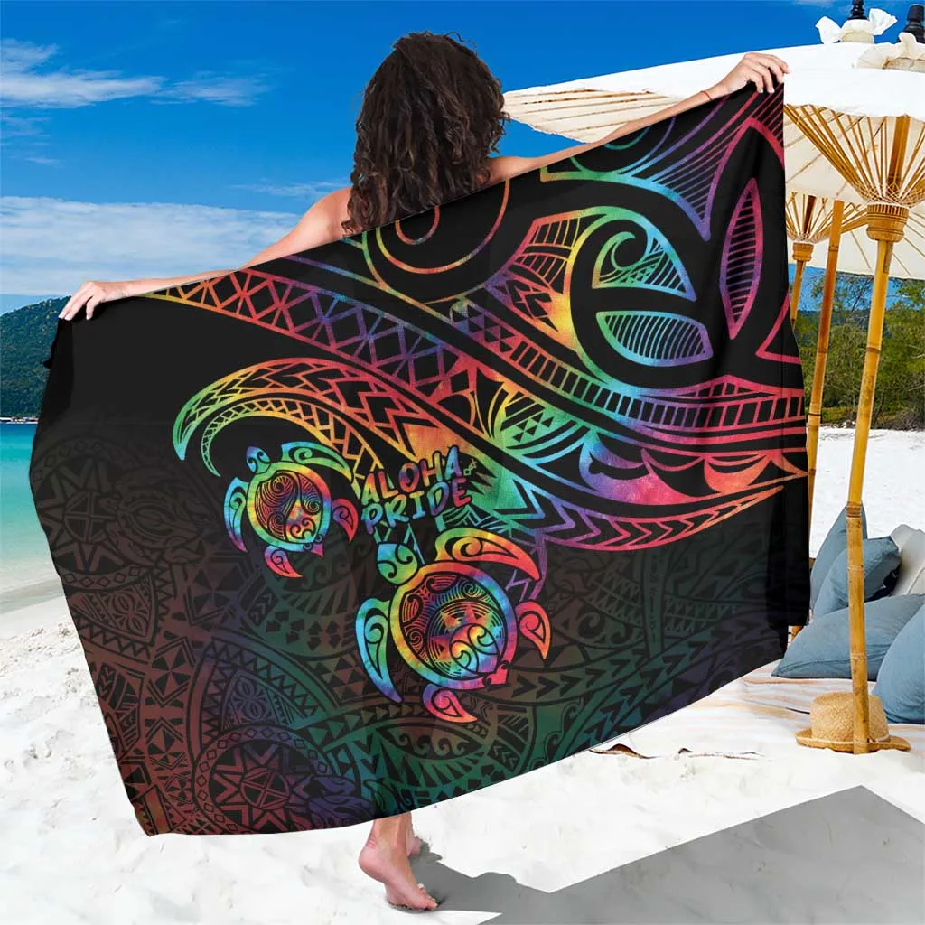 Rainbow Swirl Hawaii Pride Print Sarong Tropical Beach Wrap Pareo for Resort Wholesale - main view