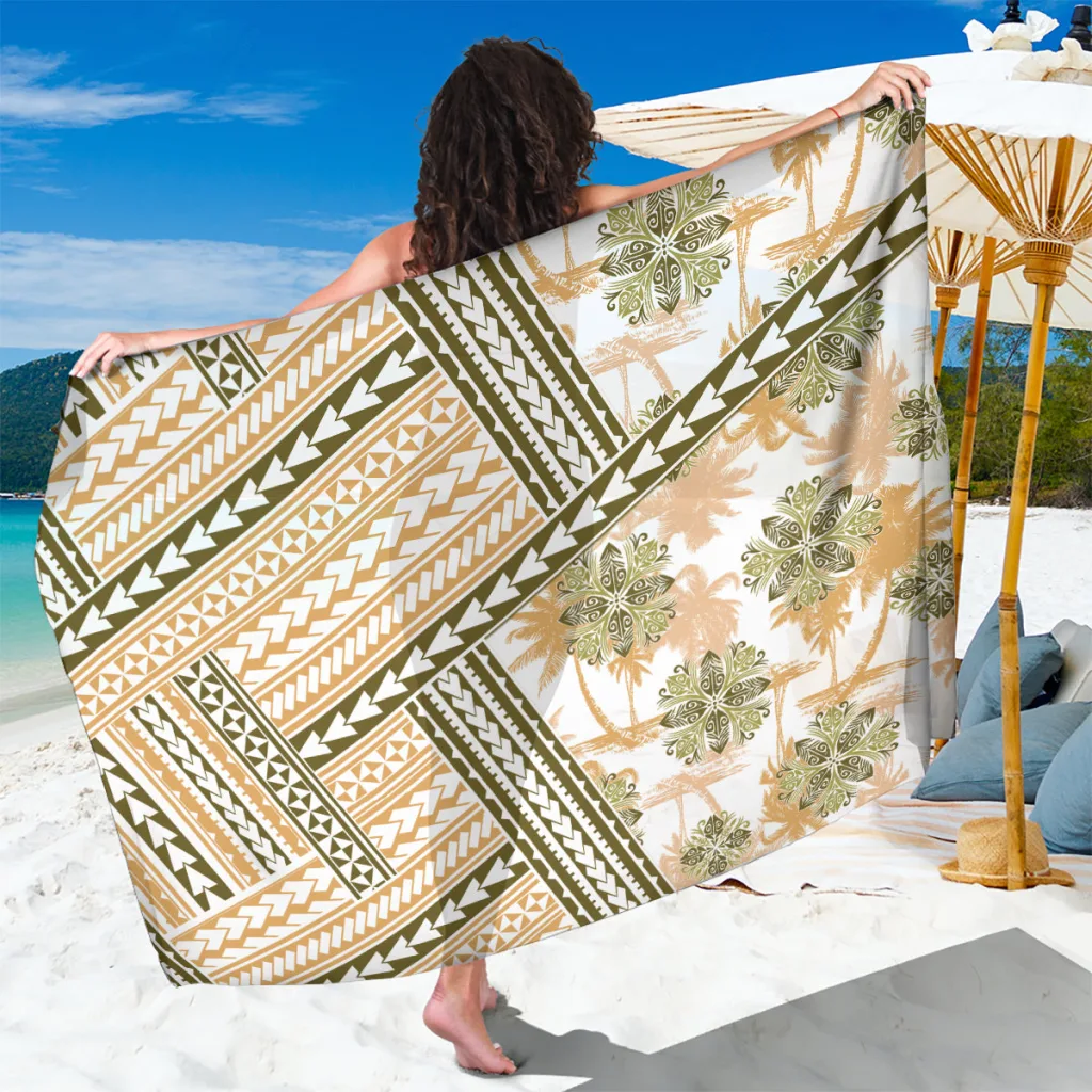 Gold Hawaii Polynesian Pattern Quilt Sarong Beach Wrap Pareo for Resort Hotel Wholesale - main view