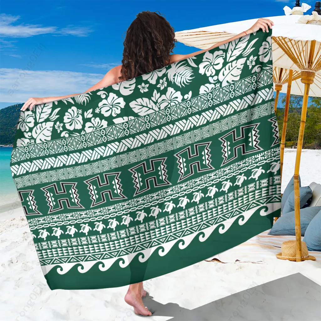 Red Green Christmas Snowflake Hibiscus Tribal Print Sarong Hawaiian Tropical Resort Beach Wrap Wholesale Pareo - main view