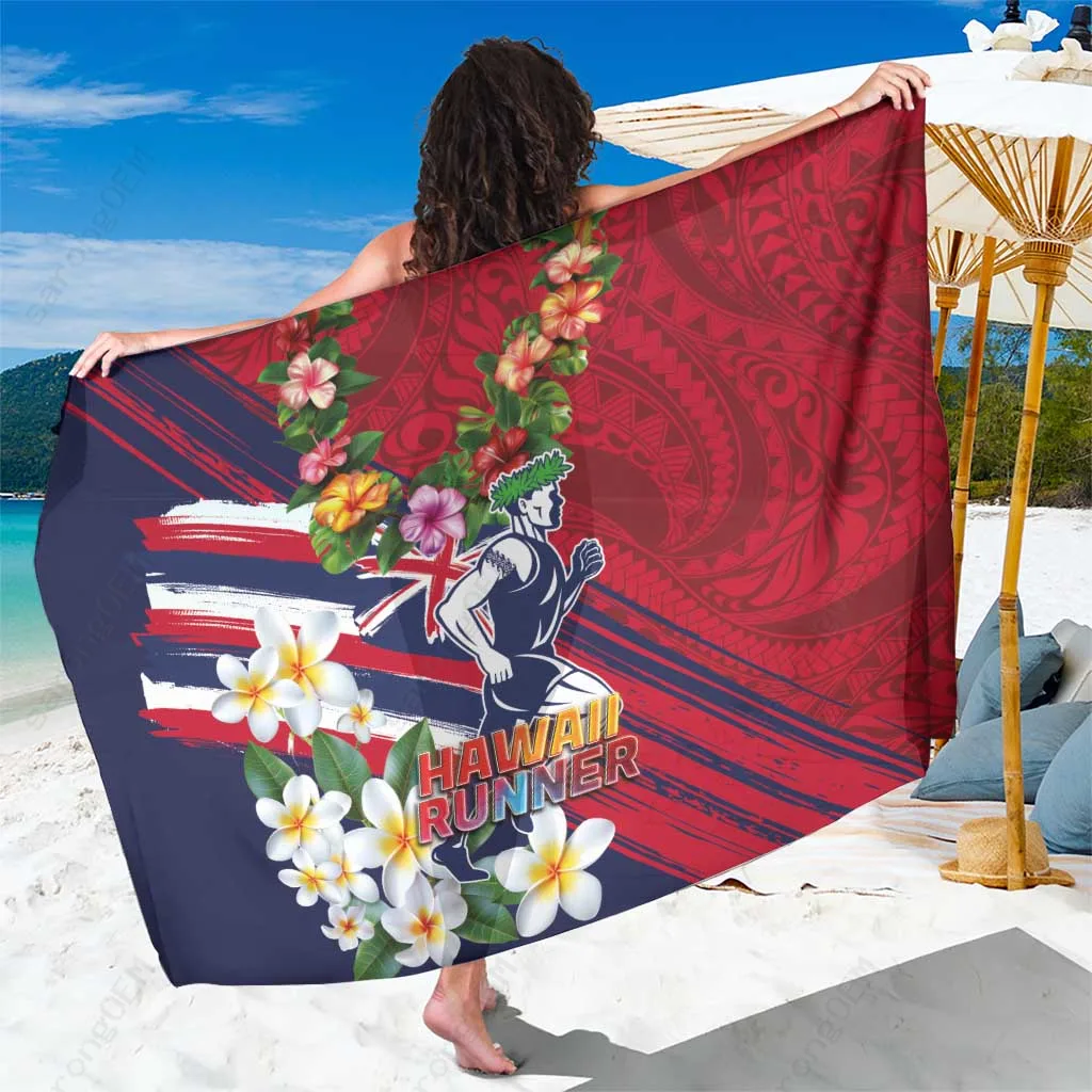 White Plumeria & Hibiscus Hawaii Print Sarong Beach Wrap Tropical Island Cover Up Wholesale Pareo - related