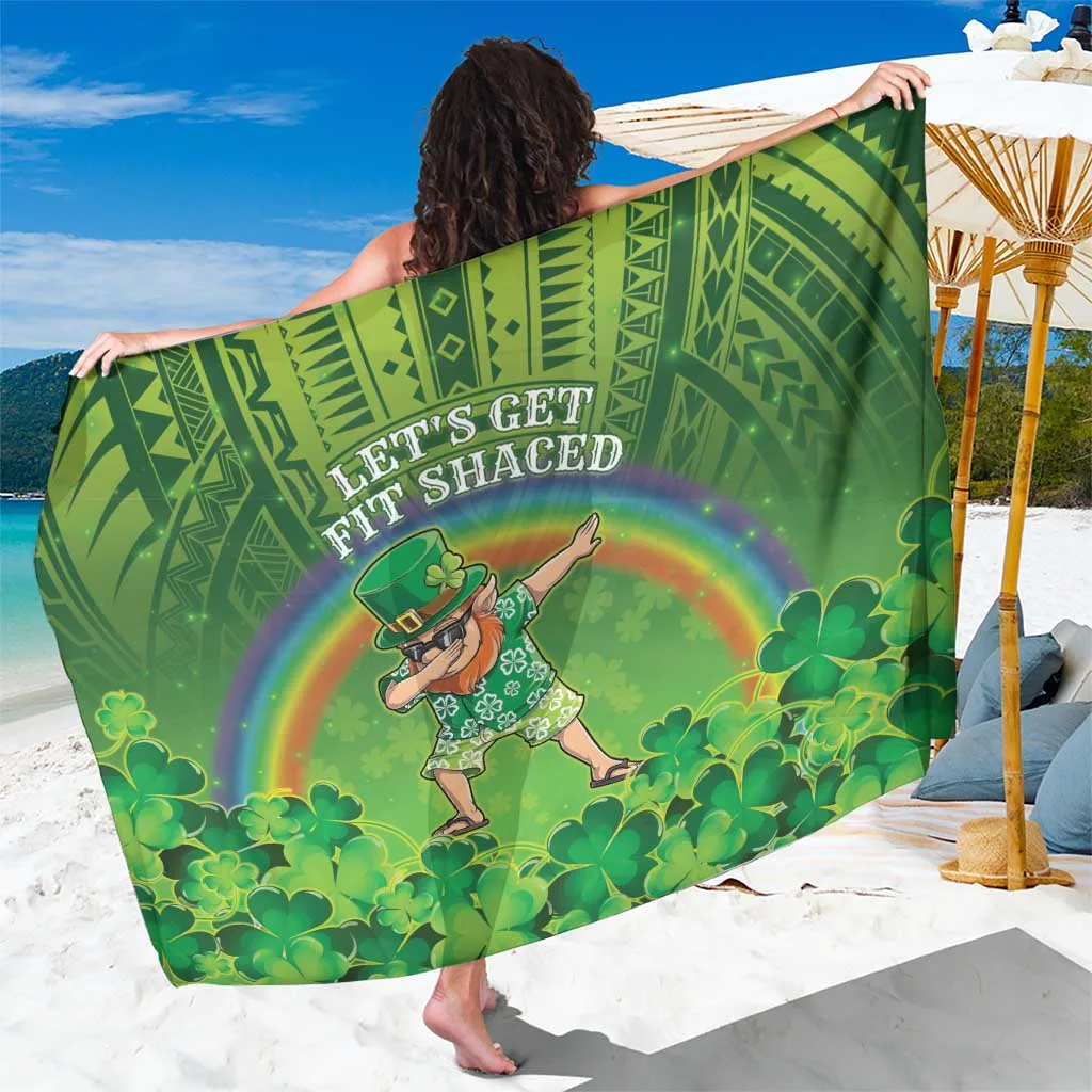 Green Hawaii Saint Patrick's Day Clover Print Sarong Tropical Beach Wrap Wholesale Pareo - main view