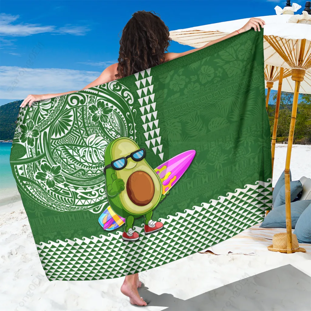 Hawaiian Tribal Avocado Mix Print Sarong Beach Wrap Polynesian Resort Cover Up Wholesale Pareo - main view