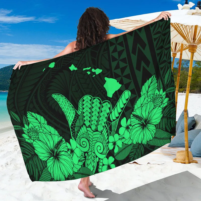 Hawaii Shaka Sign Sarong Green Version - main view