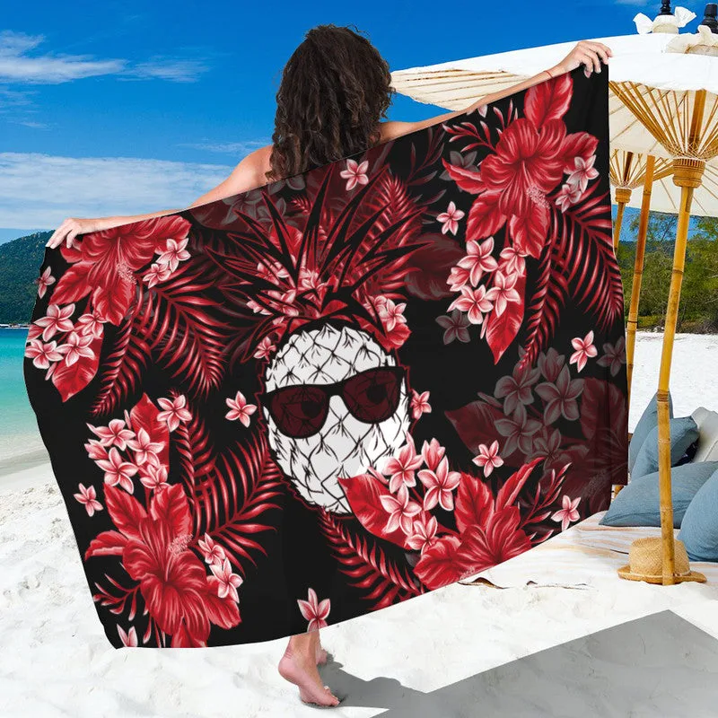 Dark Blue Pineapple Tropical Print Sarong Hawaiian Style Beach Wrap Wholesale Pareo - main view