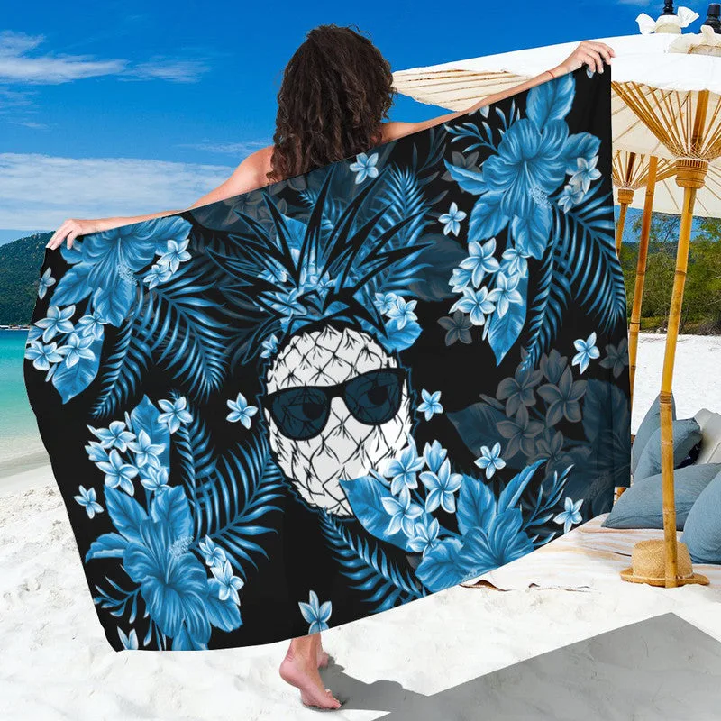 Light Blue Pineapple Tropical Print Sarong Hawaii Beach Wrap Wholesale Pareo - main view