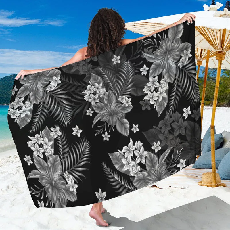 Gray Hawaiian Tropical Floral Abstract Tribal Print Sarong Polynesian Beach Wrap Wholesale Pareo - main view
