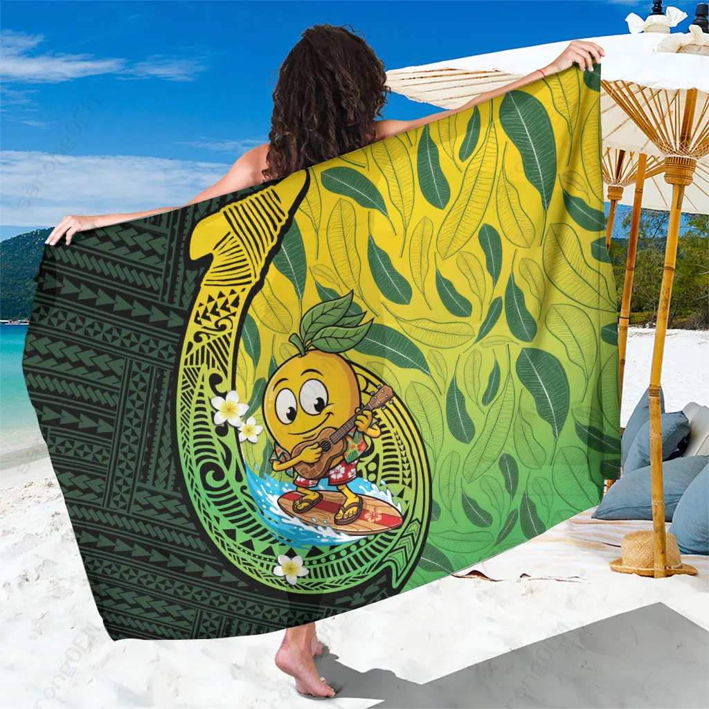 Multicolor Hawaii Polynesian Fish Hook Hibiscus Print Sarong Beach Wrap Tropical Island Resort Cover Up Wholesale Pareo - main view
